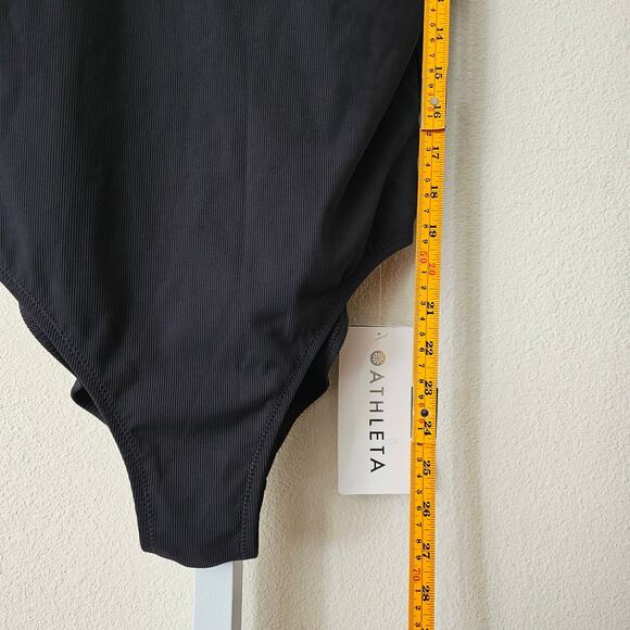 ATHLETA NWT Black Cloudbreak AquaRib Scoop Neck One-Piece Swimsuit Sz M - Picture 16 of 16